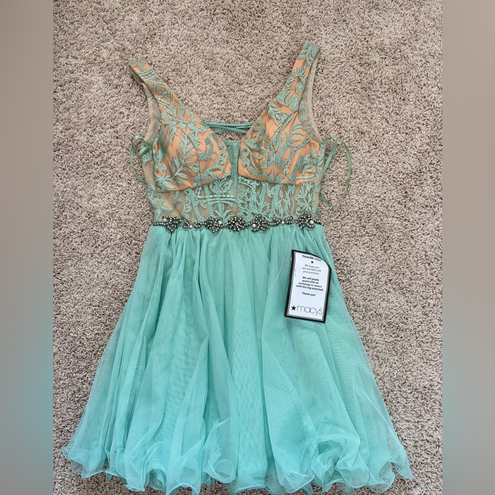 City Studio Mint and Peach Dress